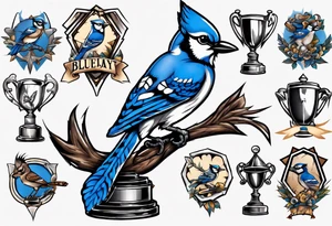 bluejay holding a trophy tattoo idea