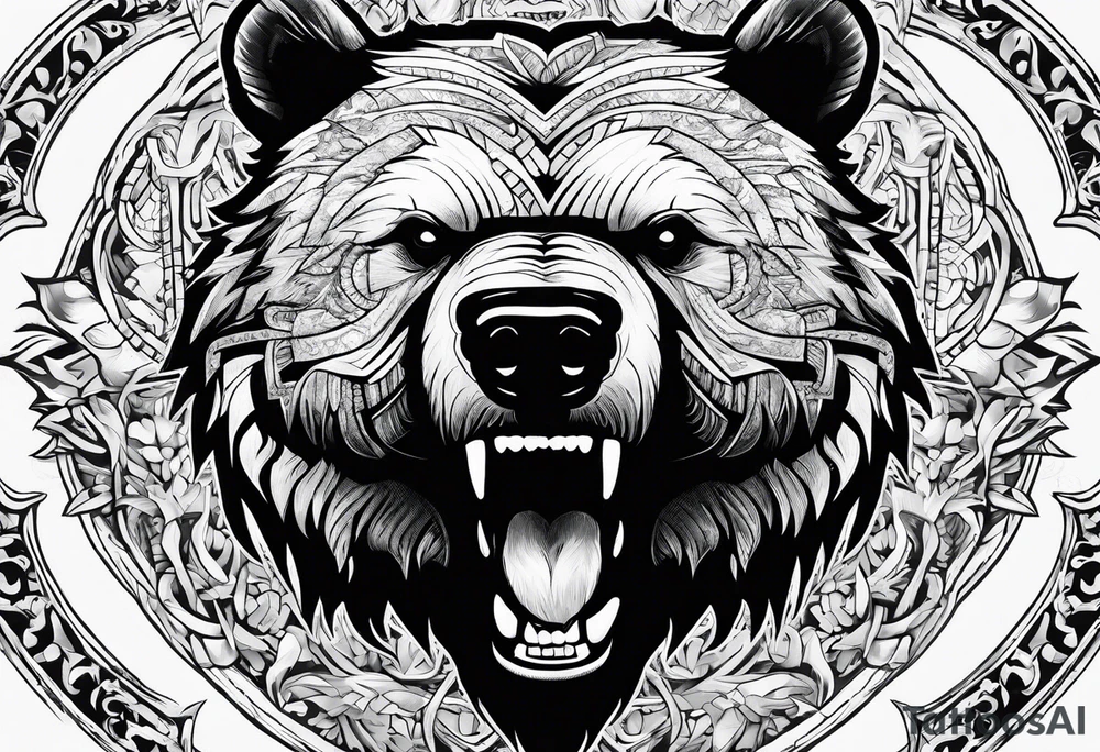 bear showing teeth tattoo idea