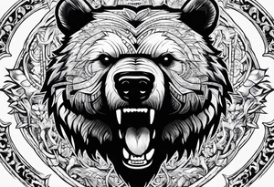 bear showing teeth tattoo idea