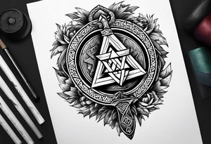 Valhalla valknut sword axe Dragon shield tattoo idea