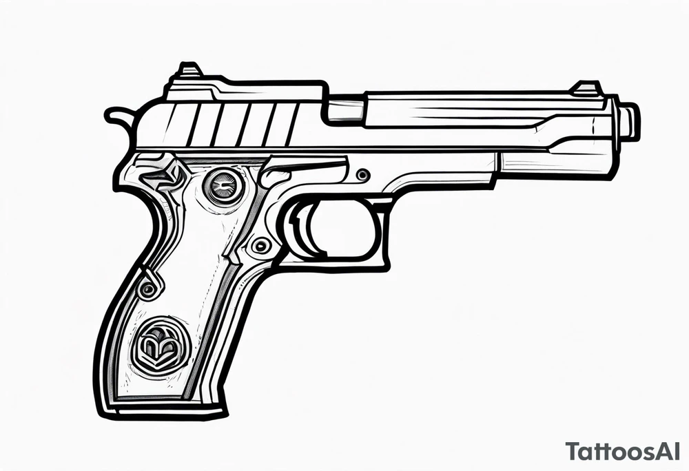 Gun with extended magazine tattoo idea