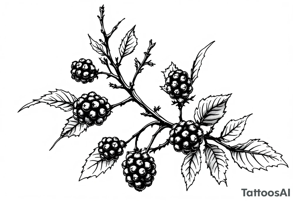 American traditional style Blackberry branch tattoo idea
