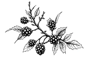 American traditional style Blackberry branch tattoo idea