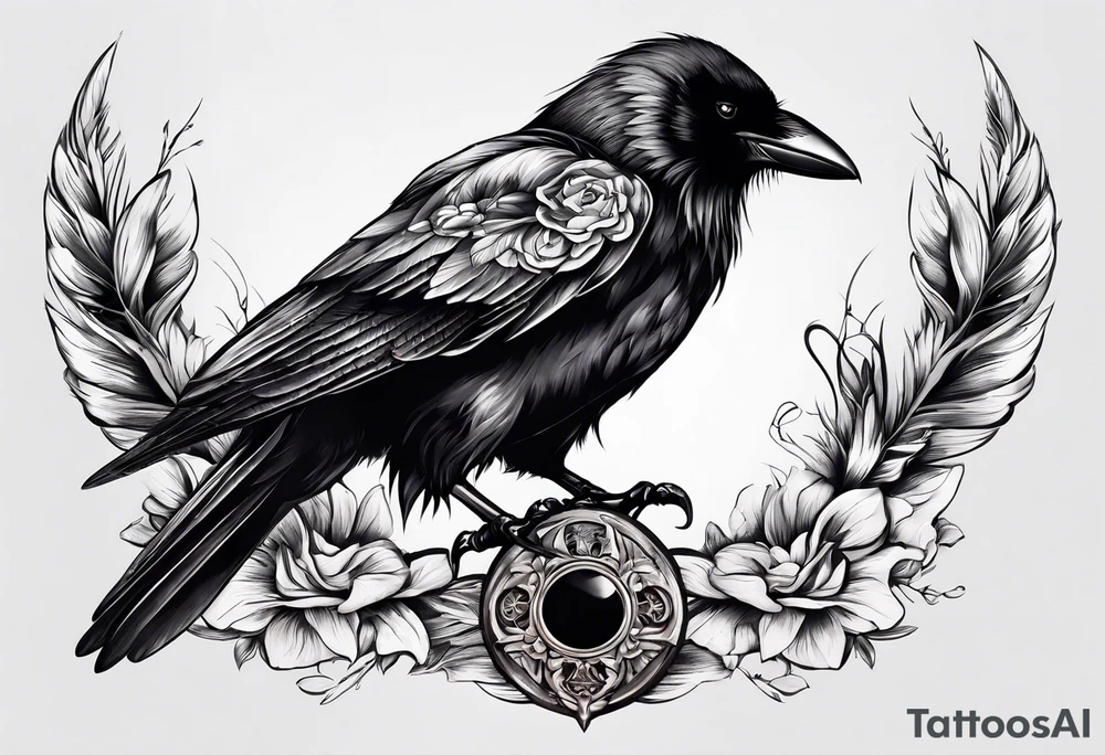 Crow, scull and paint brush tattoo idea