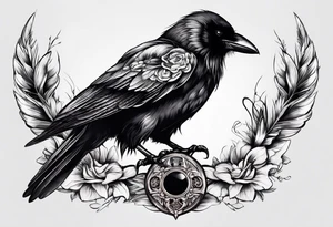 Crow, scull and paint brush tattoo idea