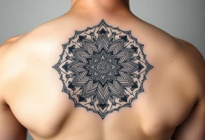 intricate mandala with sacred geometry and cosmic elements tattoo idea