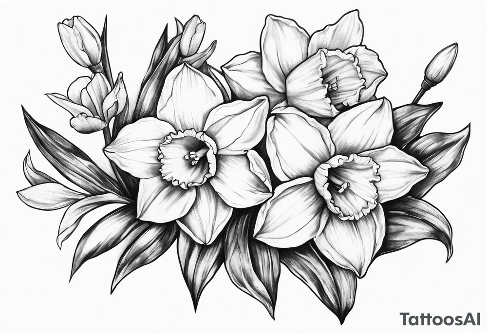 Daffodil birth flower chain tattoo idea