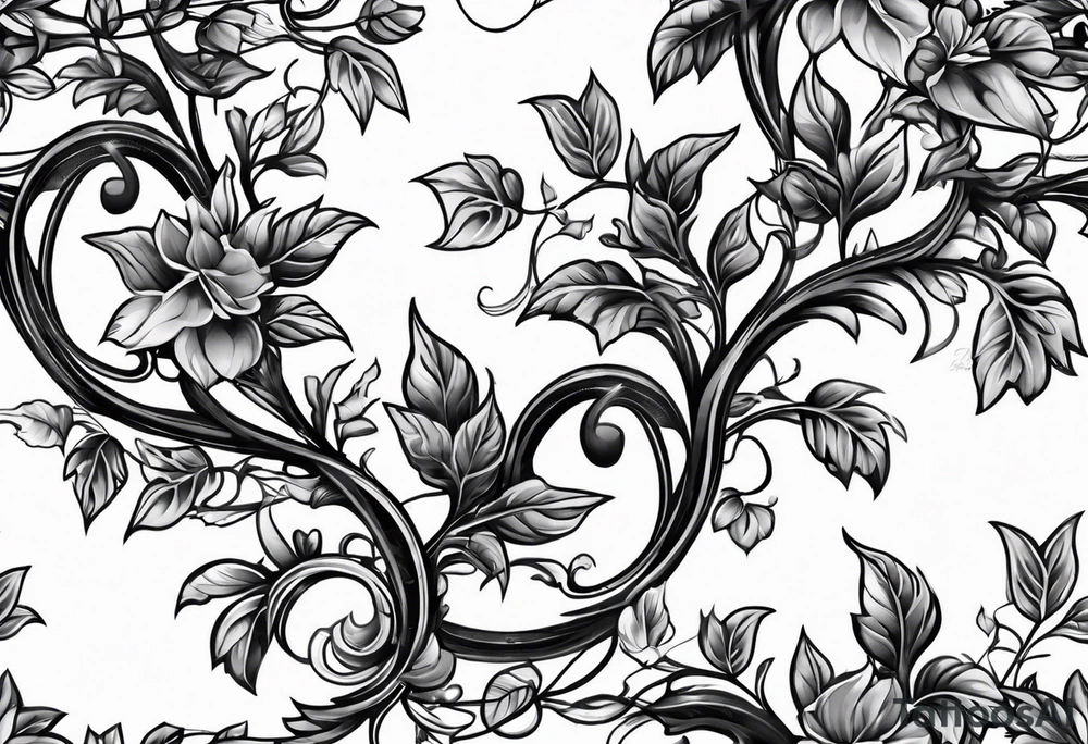 Leafy vines with chain tattoo idea