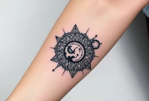 outer space, planets, geometric patterns, string theory tattoo idea