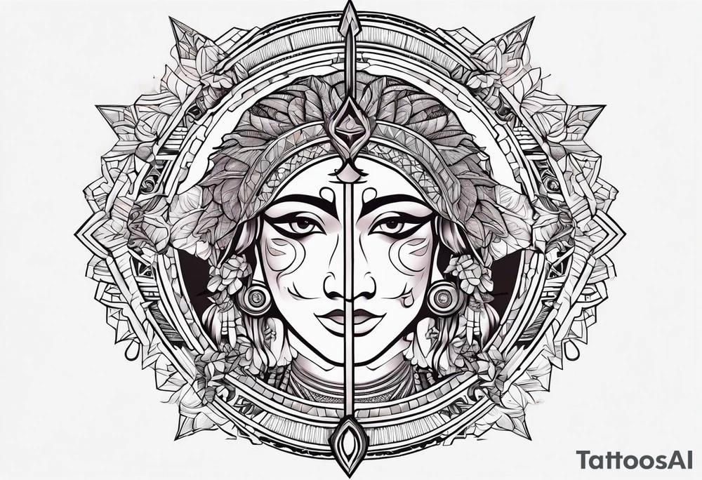 Arjuna's Gaandeevam bow with arrow tattoo idea