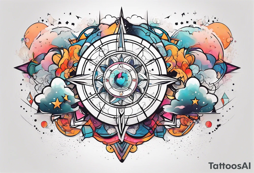 Abstract , astrology , minimalist Sleeve tattoo idea