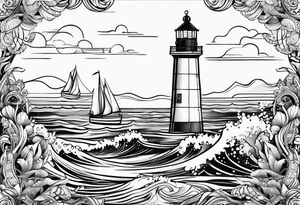 mat  de voilier en forme de phare marin. tattoo idea