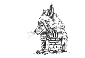 Big bad wolf huffing puffing and blowing a brick house down tattoo idea