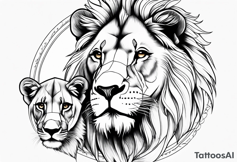 Realistic Lion and Cub paw tattoo idea