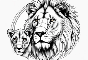 Realistic Lion and Cub paw tattoo idea