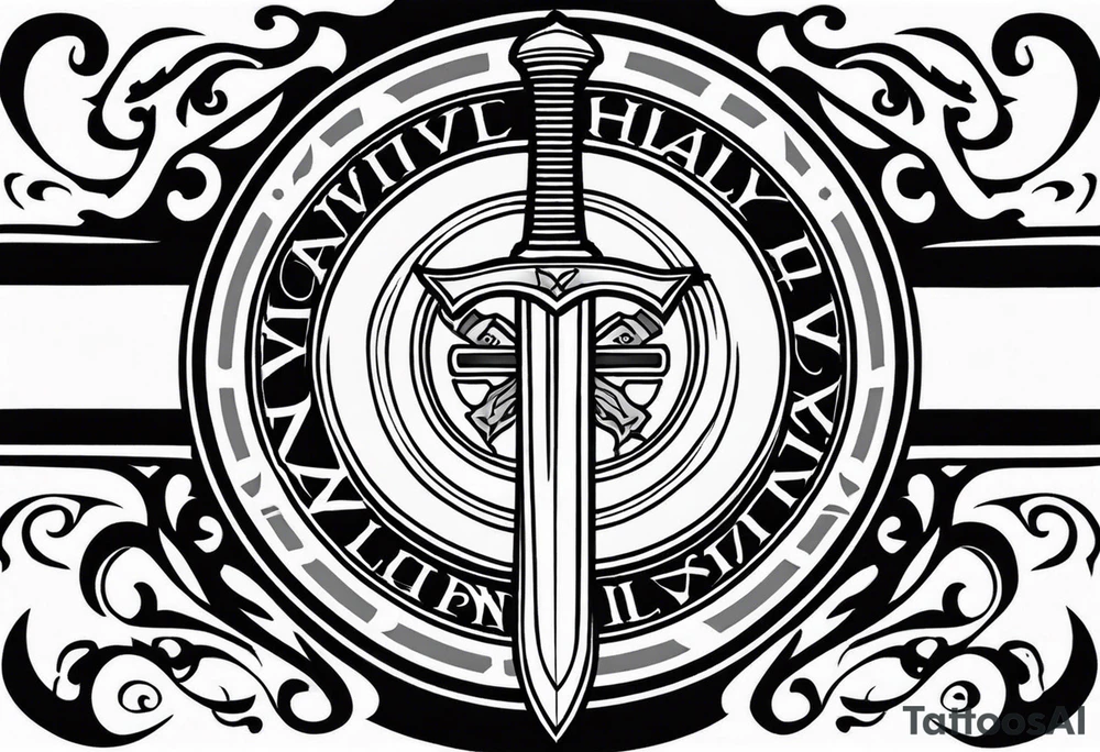 Valhalla round shield sword tattoo idea