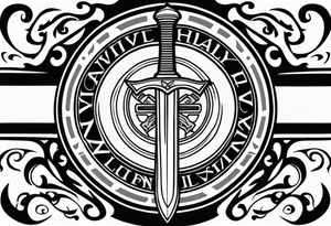 Valhalla round shield sword tattoo idea