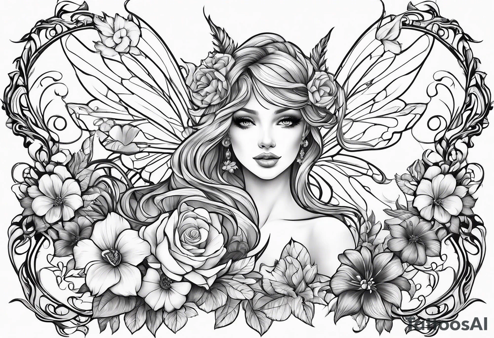 Flowers and fairies tattoo idea