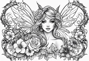 Flowers and fairies tattoo idea