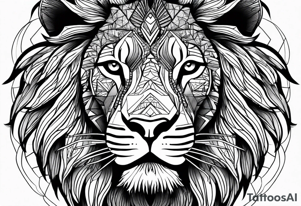 geometric lion tattoo tattoo idea