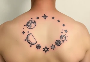 R.I.P. 
Anthony Lamont Deal Sr 
surrounded by moons and stars 
On my right forearm tattoo idea