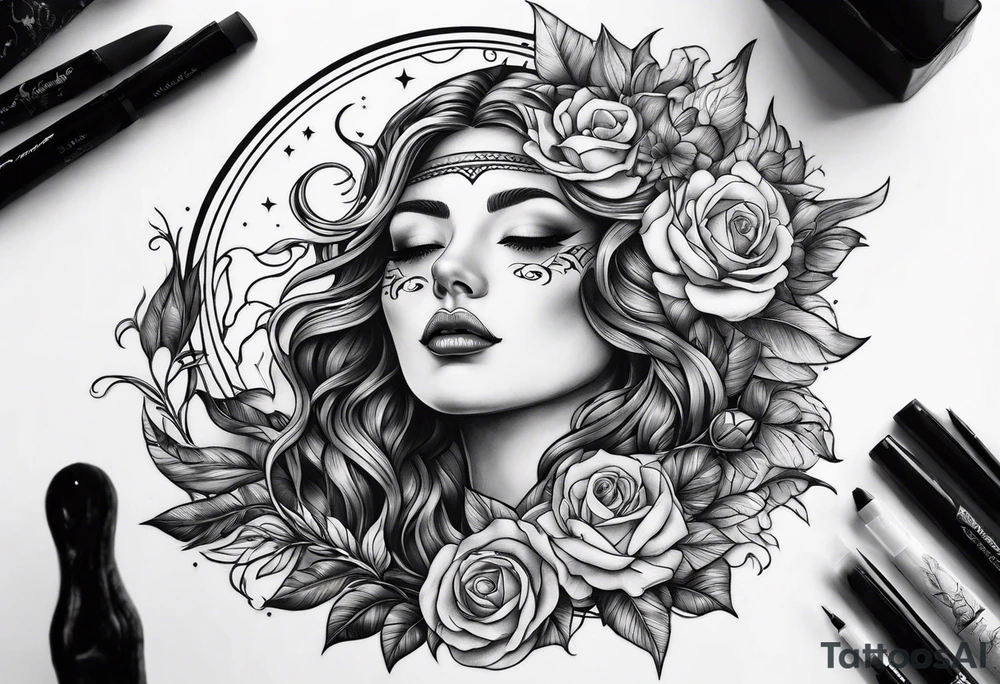 Lune et soleil tattoo idea