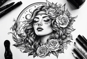 Lune et soleil tattoo idea