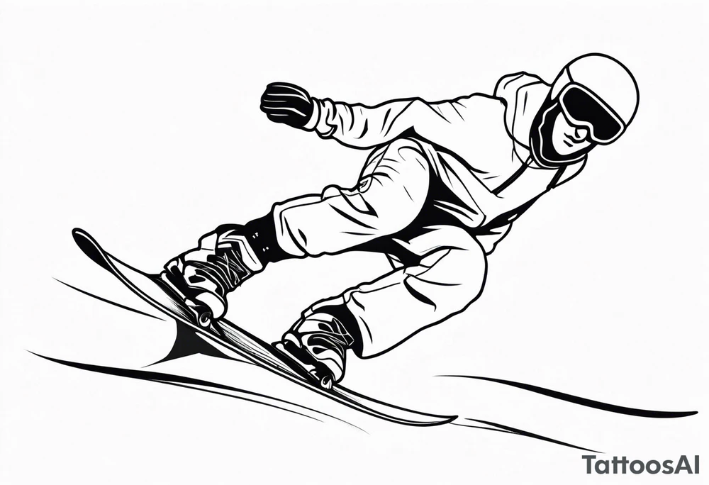 snowboarder hitting a rail of a broken humerus bone tattoo idea