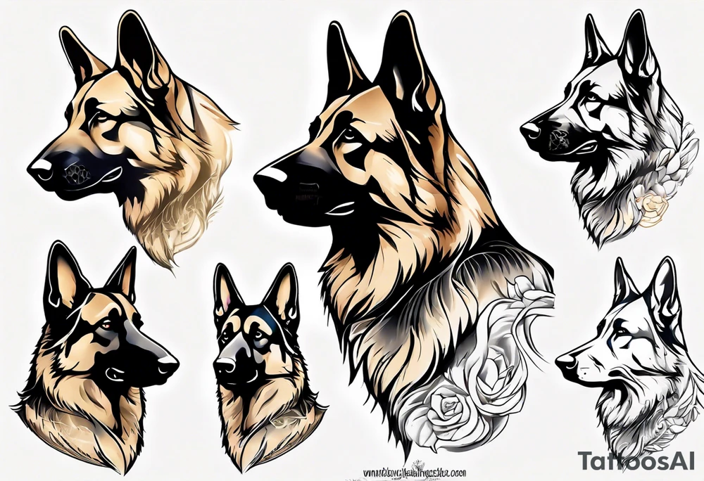 German shepherd side profile tattoo idea