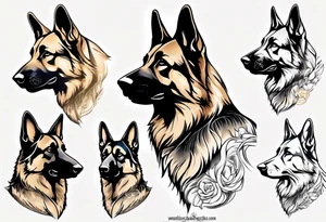 German shepherd side profile tattoo idea
