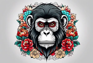 traditional japanese art monkey tattoo idea