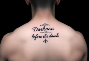 Darkness before the dawn quote dainty fine line tattoo idea
