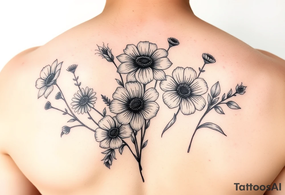 Watercolor wildflowers tattoo idea