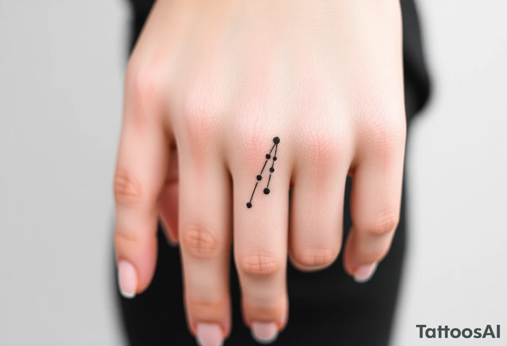 Can you design a few options for a meaningful minimal tattoo with dots, lines or stars that represents my kids? Three are living and two are deceased and I want something that represents that difference by having solid and hollow elements. Put on fingers tattoo idea