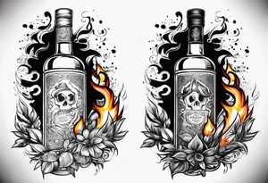 Flaming Molotov cocktail with rag tattoo idea