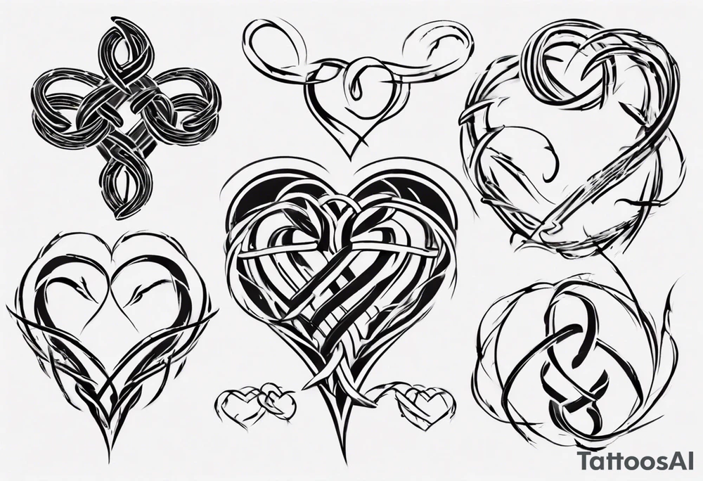 Prime knot 6,1 as entangled hearts, but very simple tattoo idea
