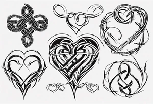 Prime knot 6,1 as entangled hearts, but very simple tattoo idea