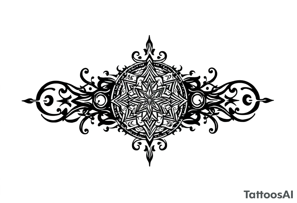 mytical shaman and witch ancient ornament with runes tattoo idea