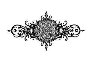 mytical shaman and witch ancient ornament with runes tattoo idea