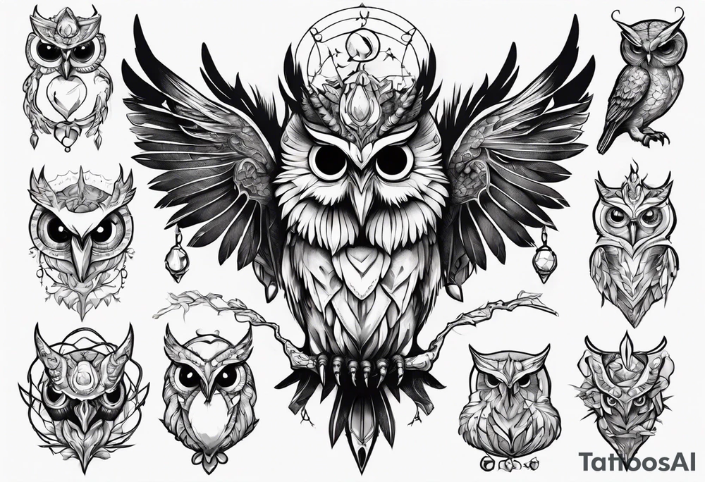 The Demon Owl Stolas, a Prince of Hell who is obsessed with gems, knowledge of astrology and poisonous plants. tattoo idea