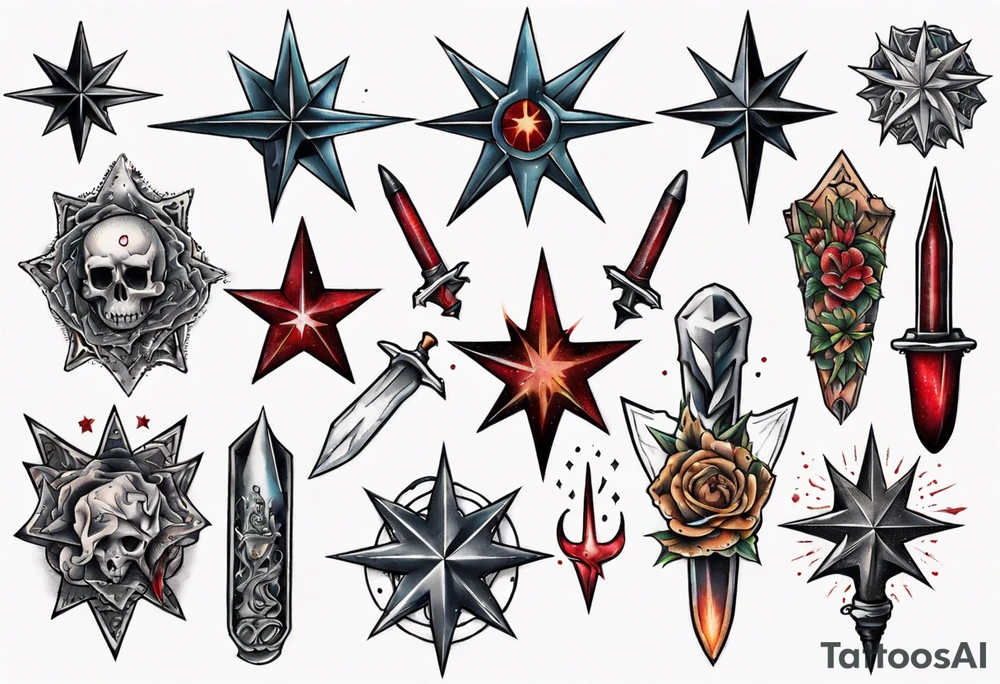 Star wounded by dagger tattoo idea