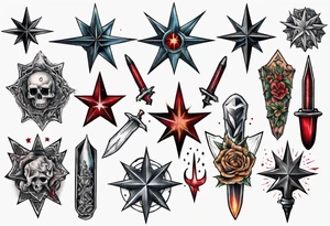 Star wounded by dagger tattoo idea