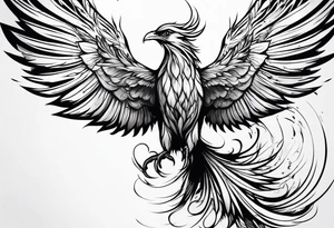 Phoenix bird rising from flames and ashes tattoo idea