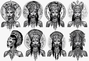 African female queen valkyre full body angelic
slim face tattoo idea