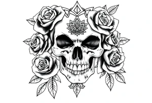 Skull with roses and mandala tattoo idea