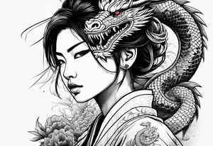 Samurai girl with dragon tattoo idea