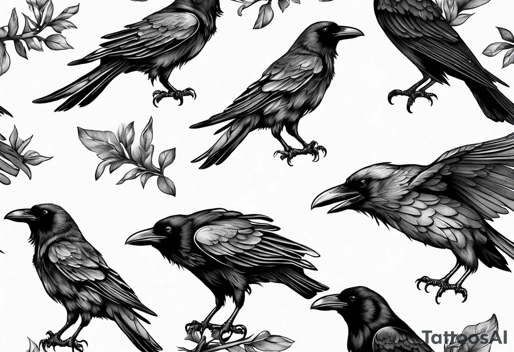 outline of a Raven tattoo idea