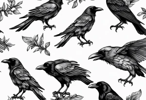 outline of a Raven tattoo idea