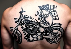 Harley Davidson sporter motorcycle with bald eagle American flag and a bass fish tattoo idea