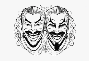smoky laugh now face and cry later face tattoo idea